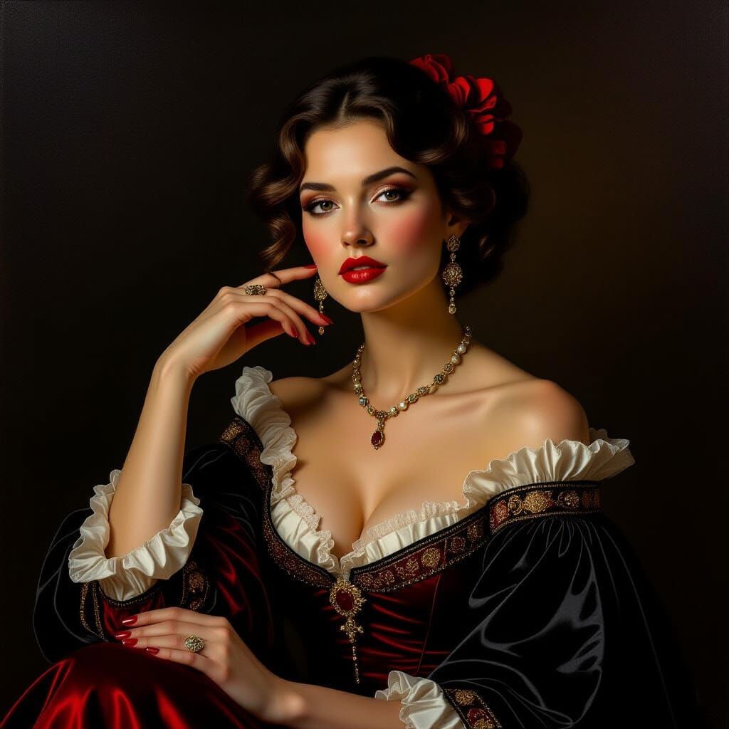 Dramatic Portrait in Baroque Style with Chiaroscuro