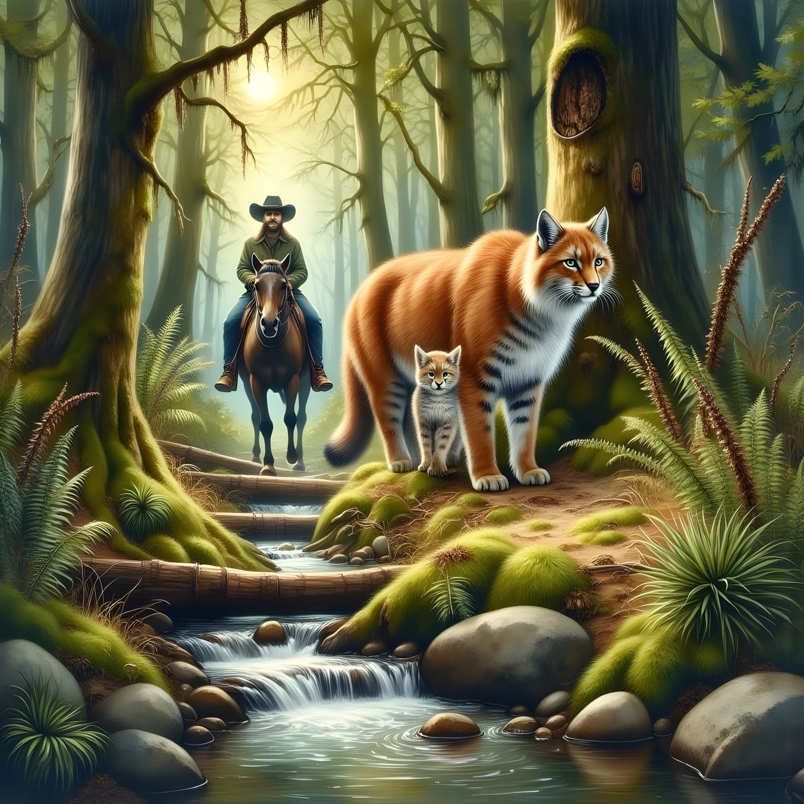 Motherly Love in Forest Watercolor