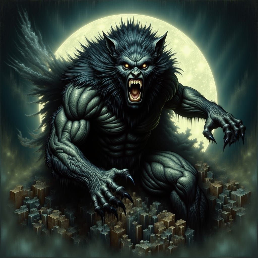 Werewolf Unleashed: A Fantasy Illustration