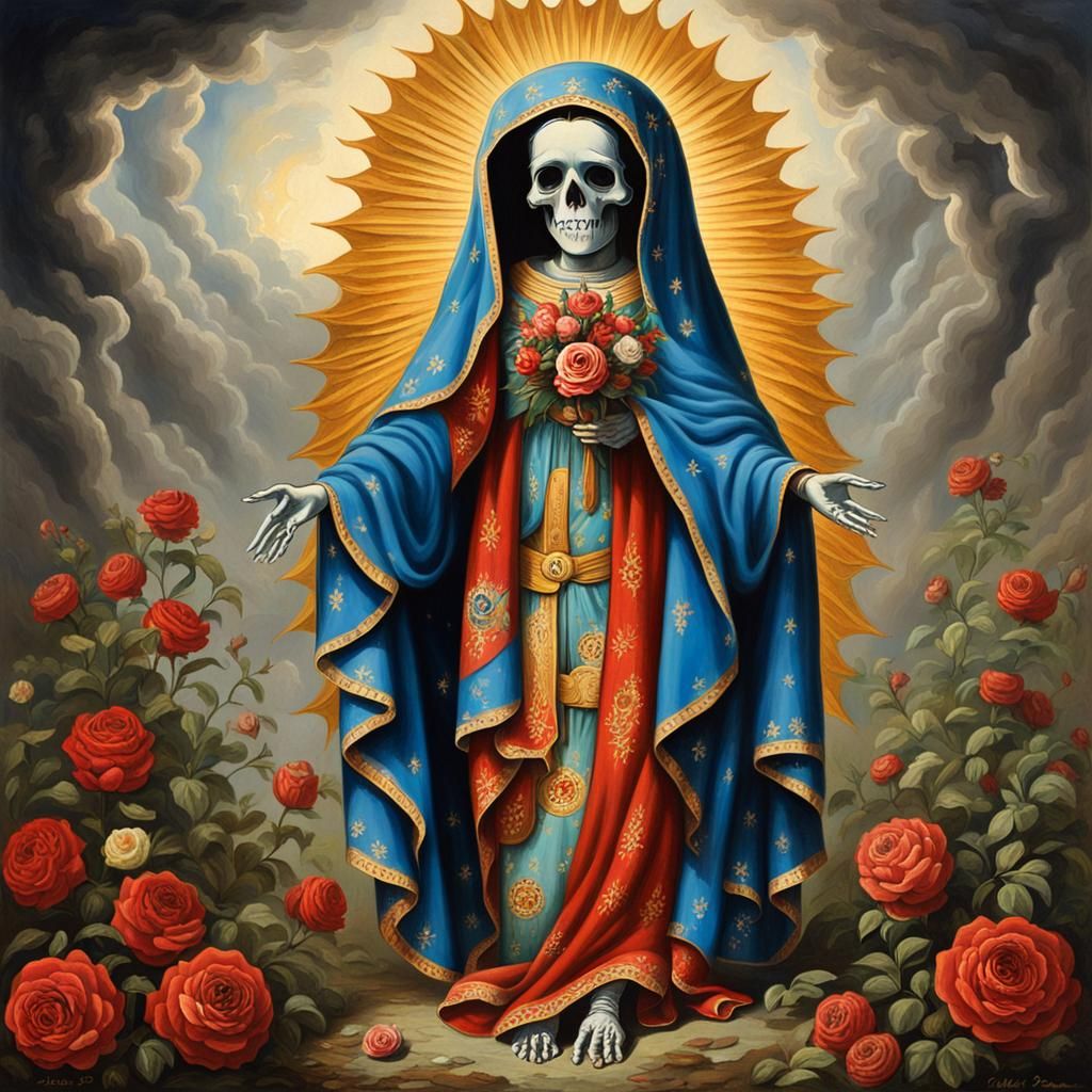 Betty Boop Skull as Guadalupe, Horror Art