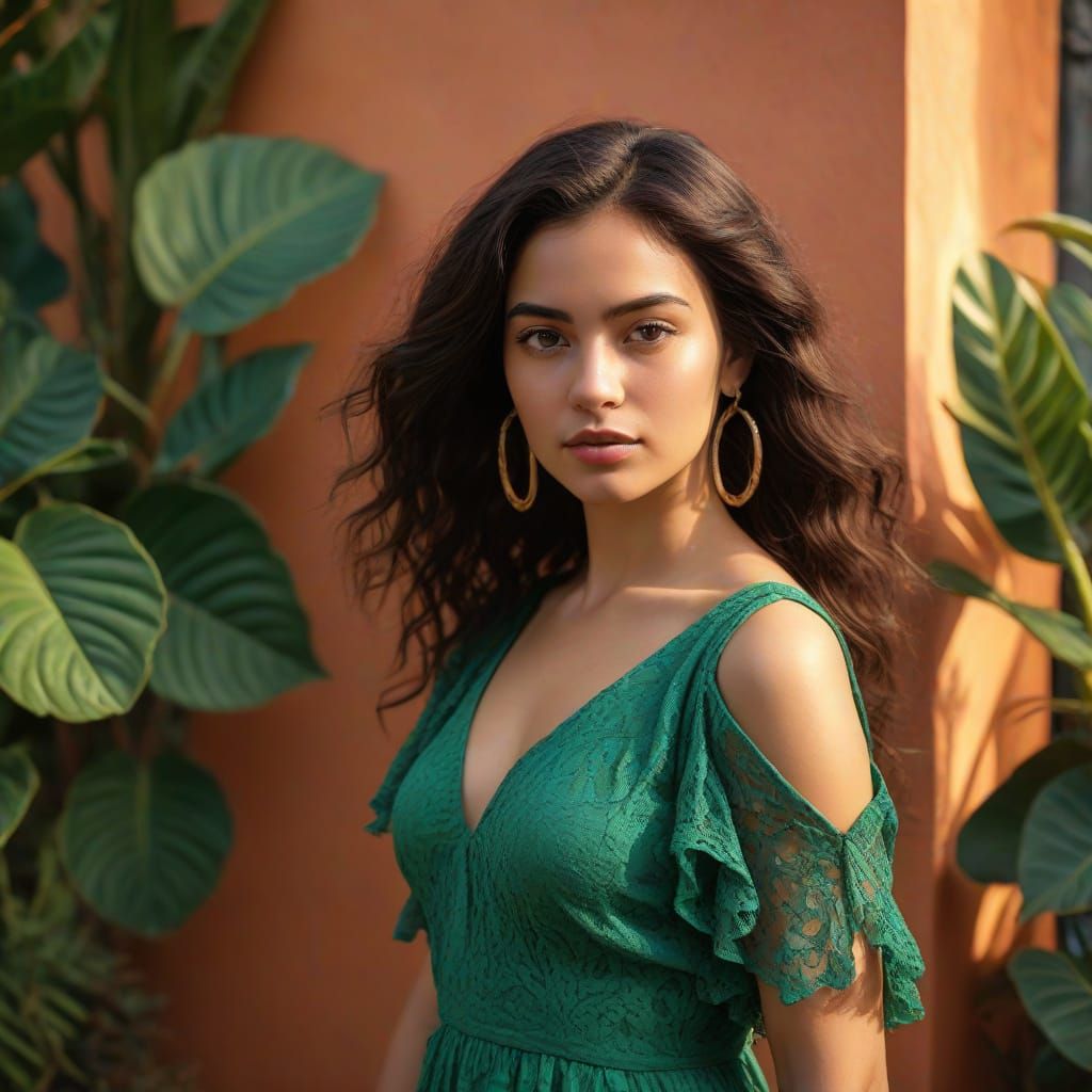 Colombian Woman Portrait with Spanish Architecture, Rivera-S...