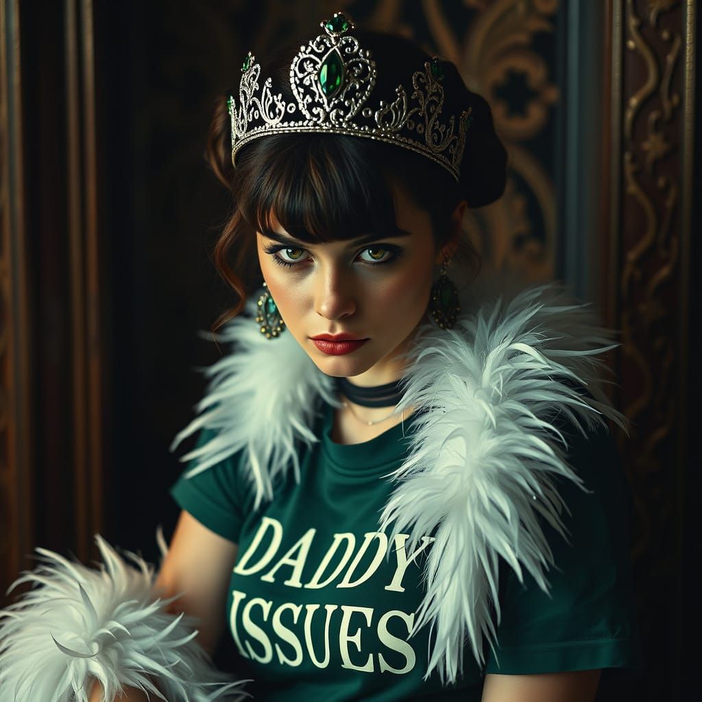 Goth Princess in Art Nouveau Tiara with Emeralds and 'DADDY ...