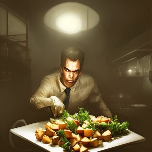Sinister Portrait: Real Estate Developer with Potatoes