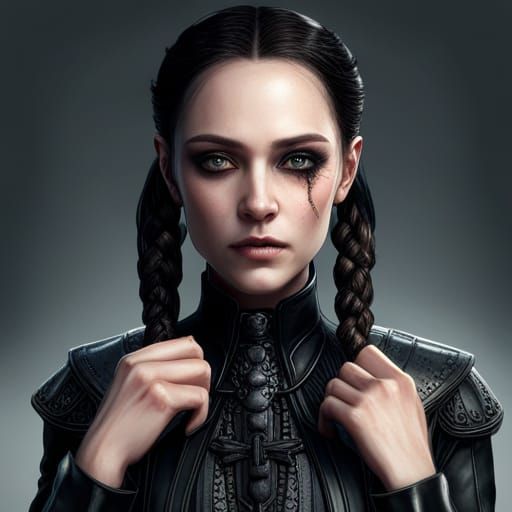 Wednesday Addams Portrait in Digital Art Style