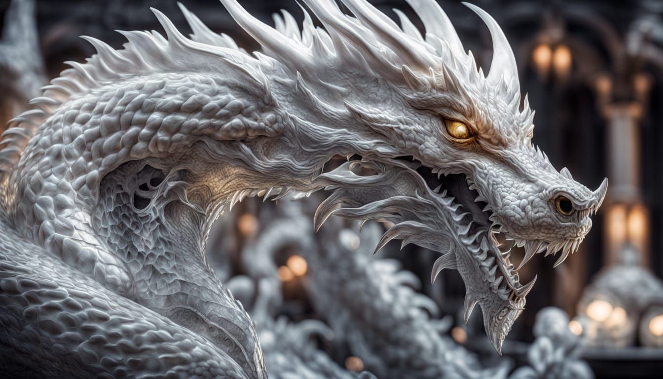 Hyperrealistic Glass Dragon with Intricate Details