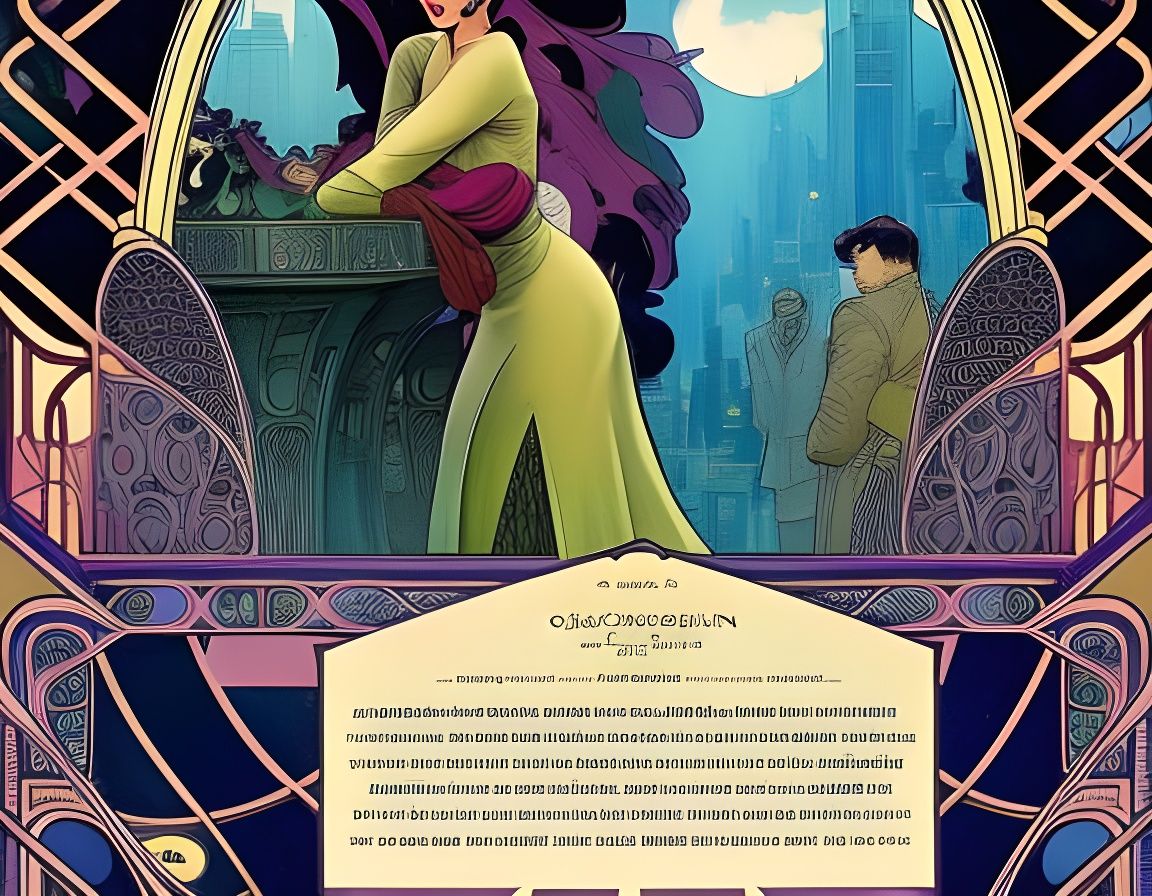 Art Nouveau Graphic Novel Scene in Art Deco Style