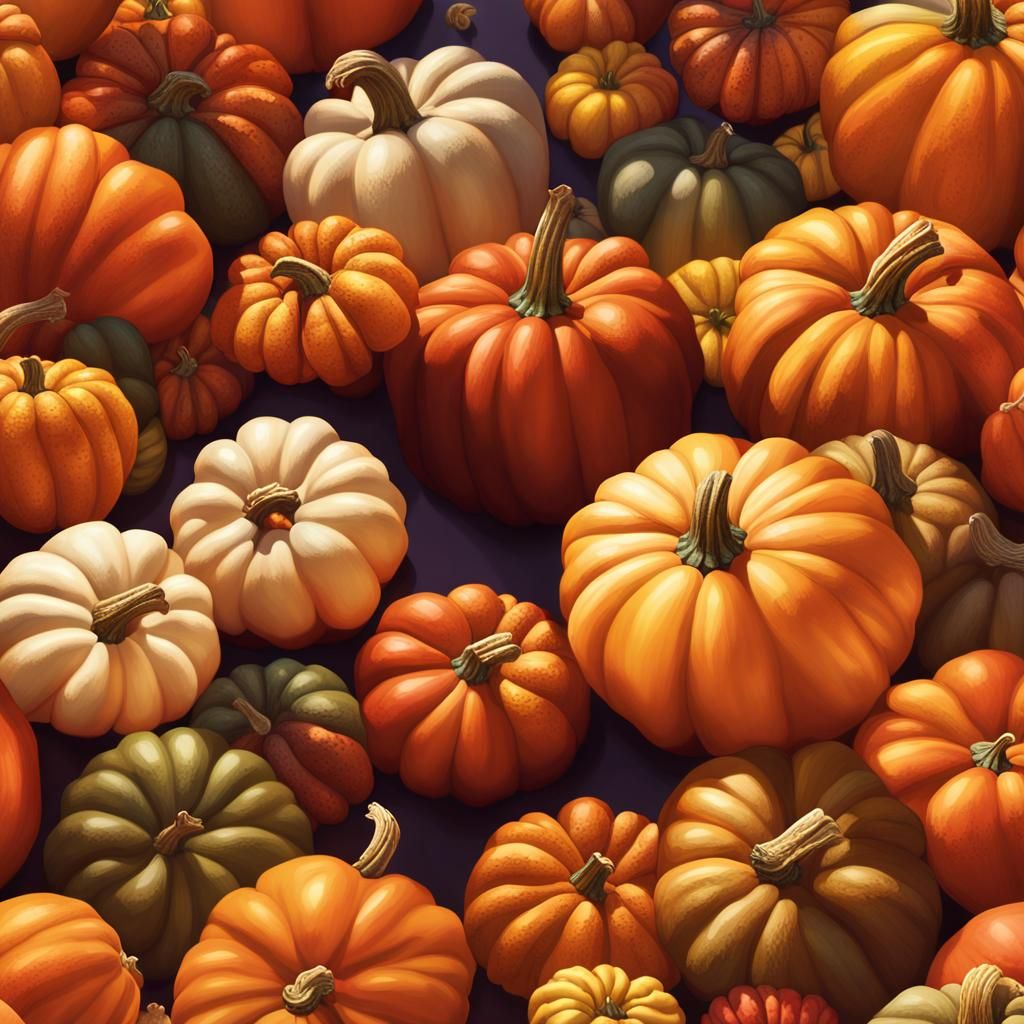 Hyperrealistic Pumpkins in Autumn Display
