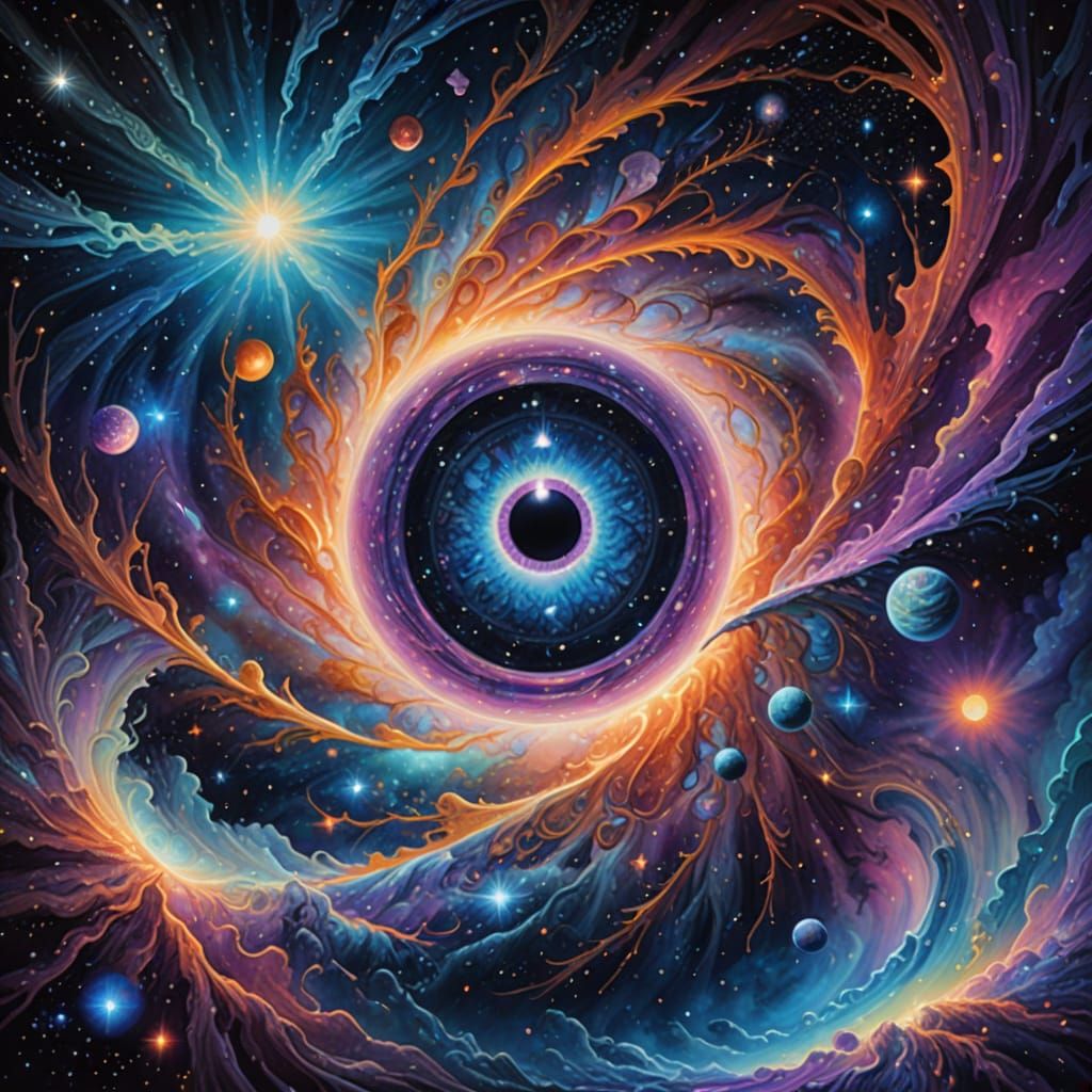 Cosmic Vortex in Vibrant, Ethereal Colors