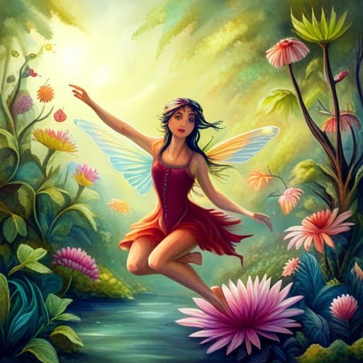 Enchanting Fairies Dance in a Colorful Forest