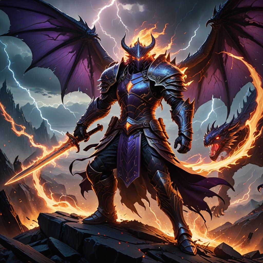 Dark Fantasy Anime Warrior in Epic Battle