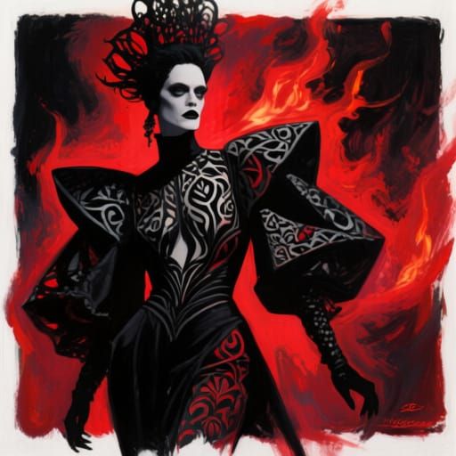 Avant-Garde Fashion Visionary Leads Rebellion in Gouache Pai...