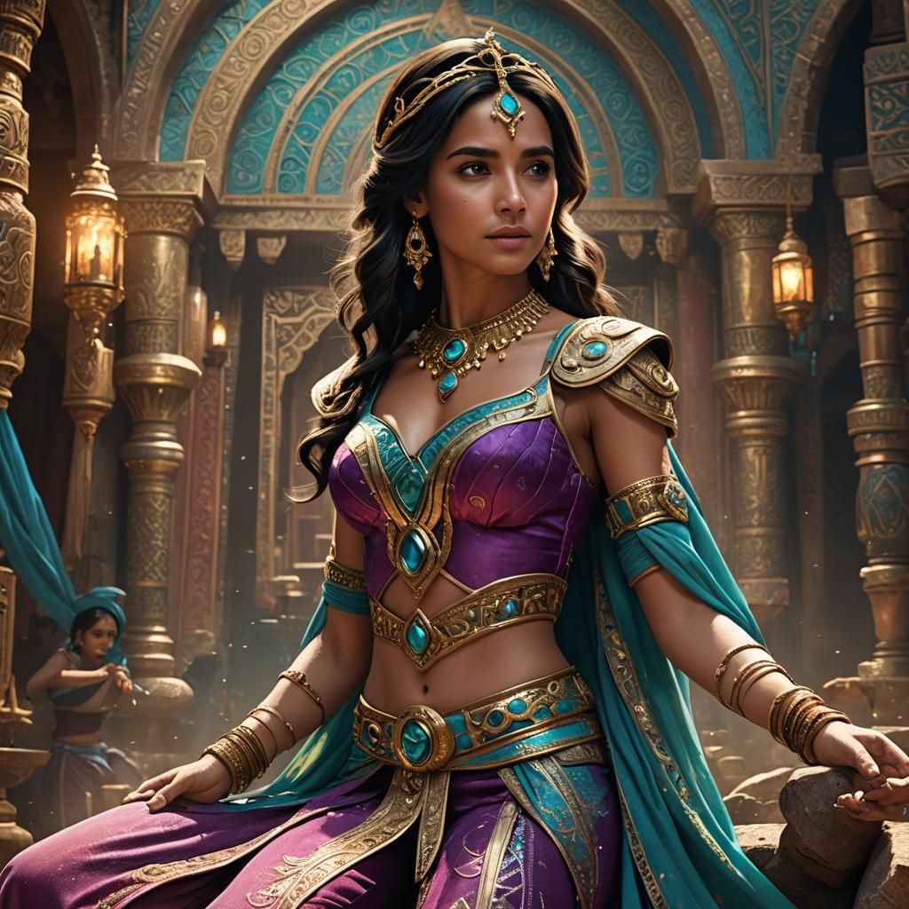 Naomi Scott as Princess Jasmine in Detailed Matte Painting