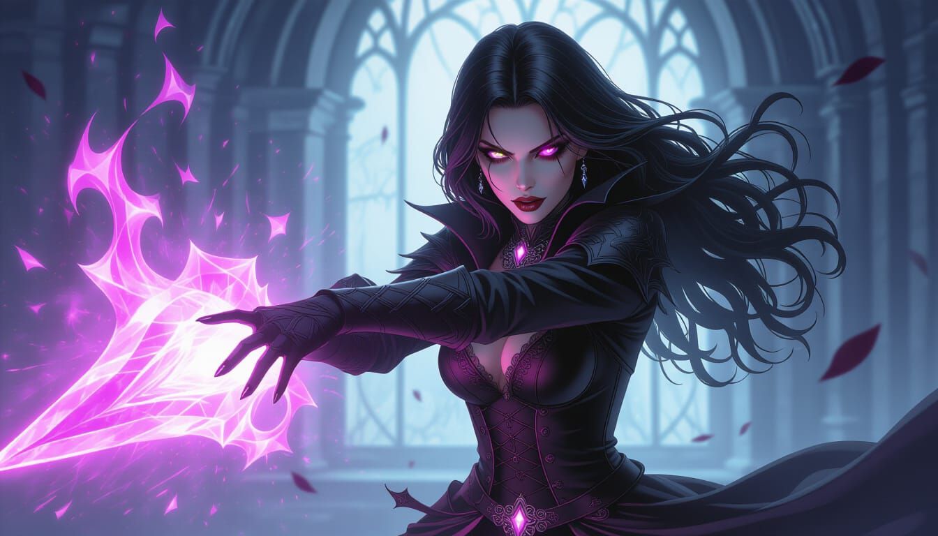 Gothic Sorceress in Battle Stance