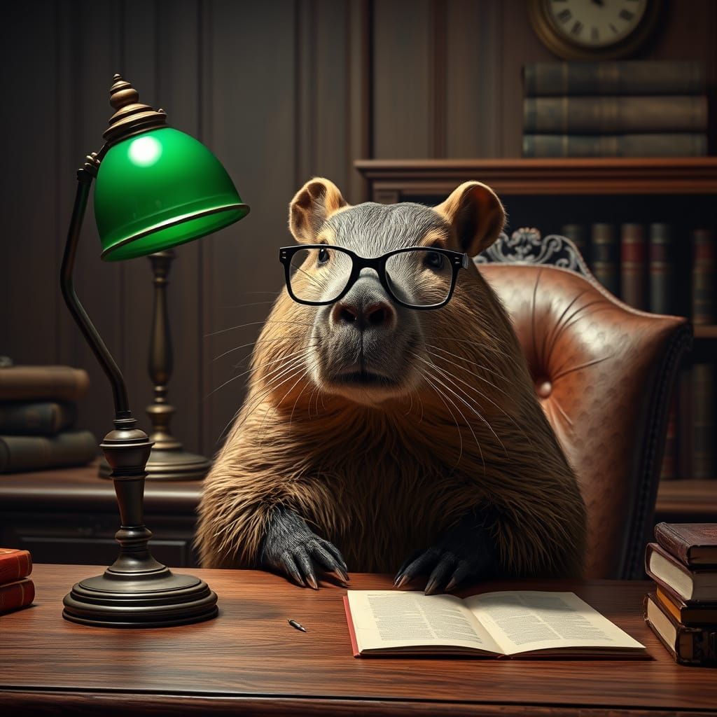 Capybara Detective in Film Noir Style