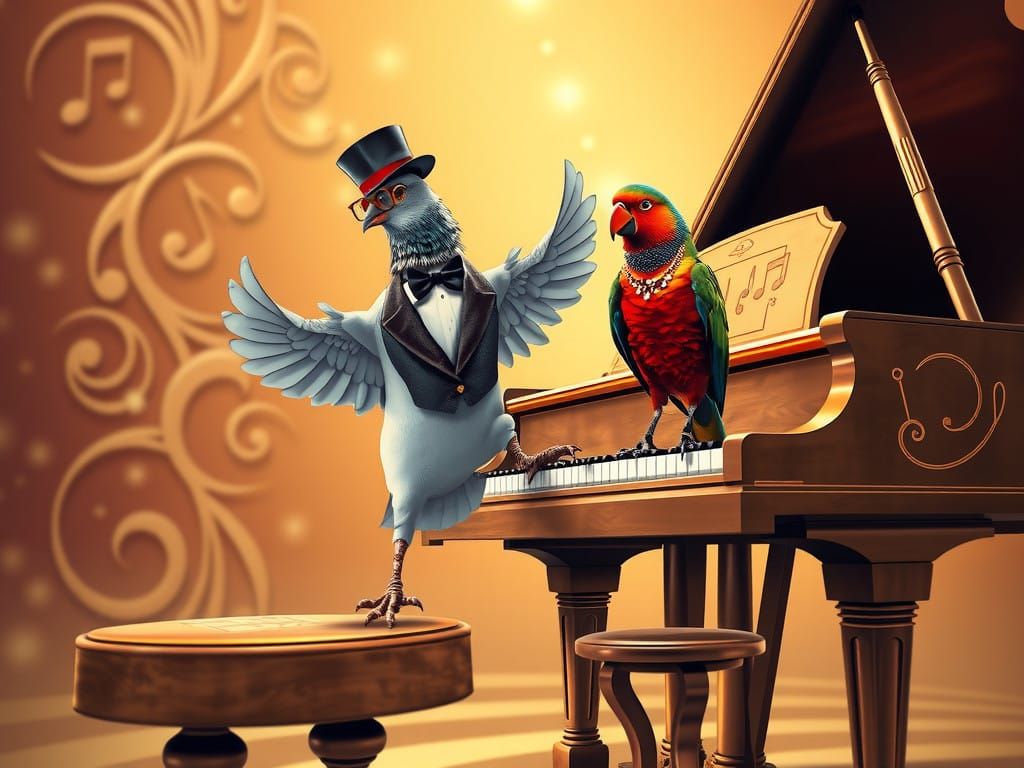Elegant Pigeon Performs Aerial Dance on Piano Keys, Parrot H...