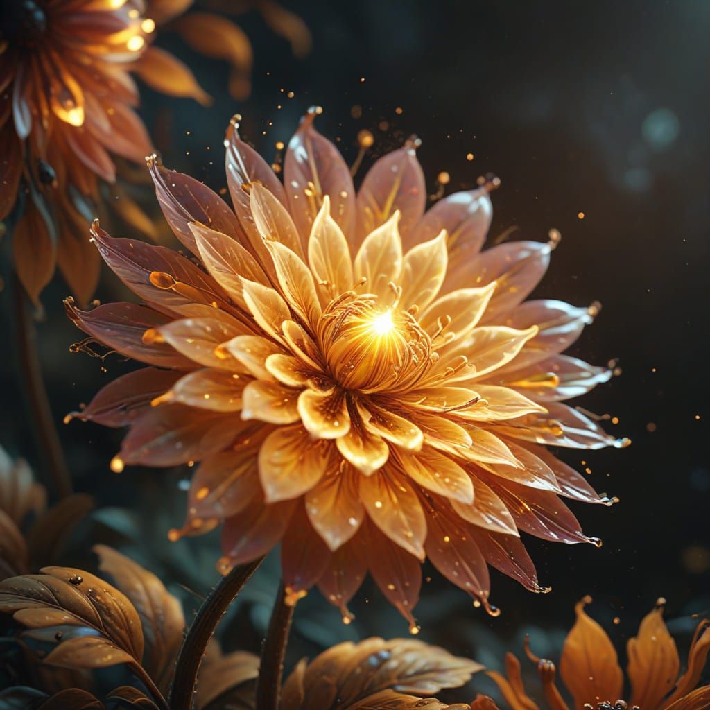 Ethereal Fractal Bloom in Warm, Golden Light