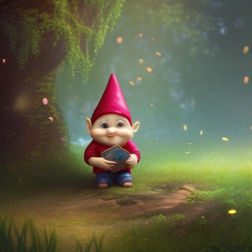 Enchanted Forest Gnome in Storybook Watercolor Style