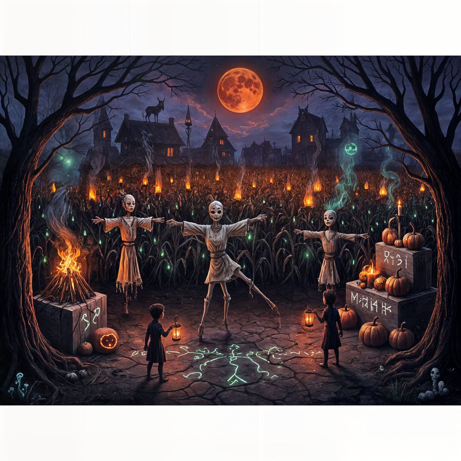 Surreal Autumn Midnight Festival in Haunted Village