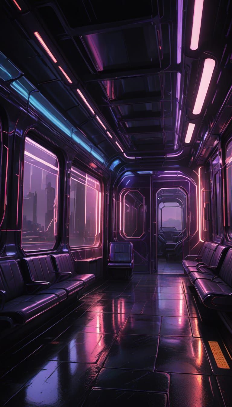 Futuristic Electric Train Blasts Off into Turbulent Sunset S...