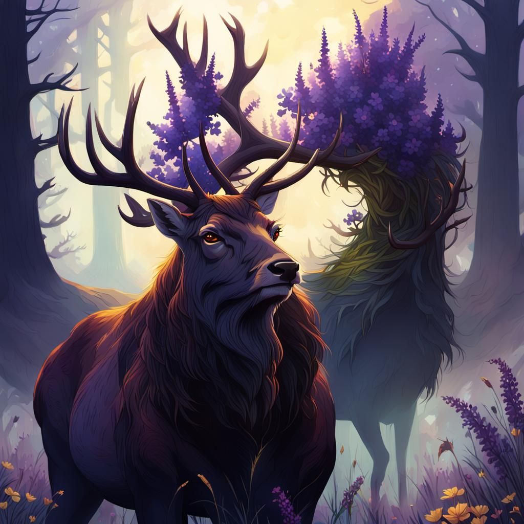 Majestic Stag Reigns Over Vibrant Meadow