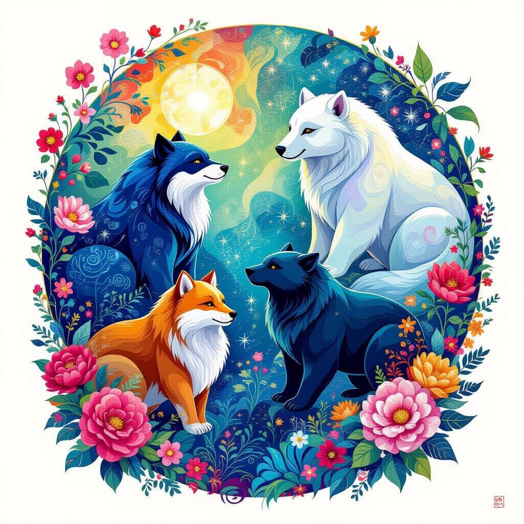 Kind Beasts and Flora in Holographic Illustration