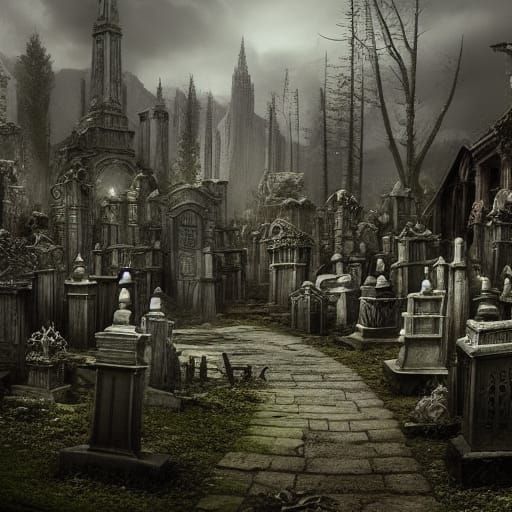 Dramatic Digital Painting of a Secret Graveyard