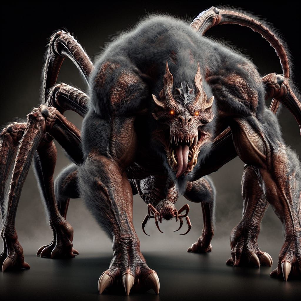 prompt: monster: hippo, spider, ape, dragon