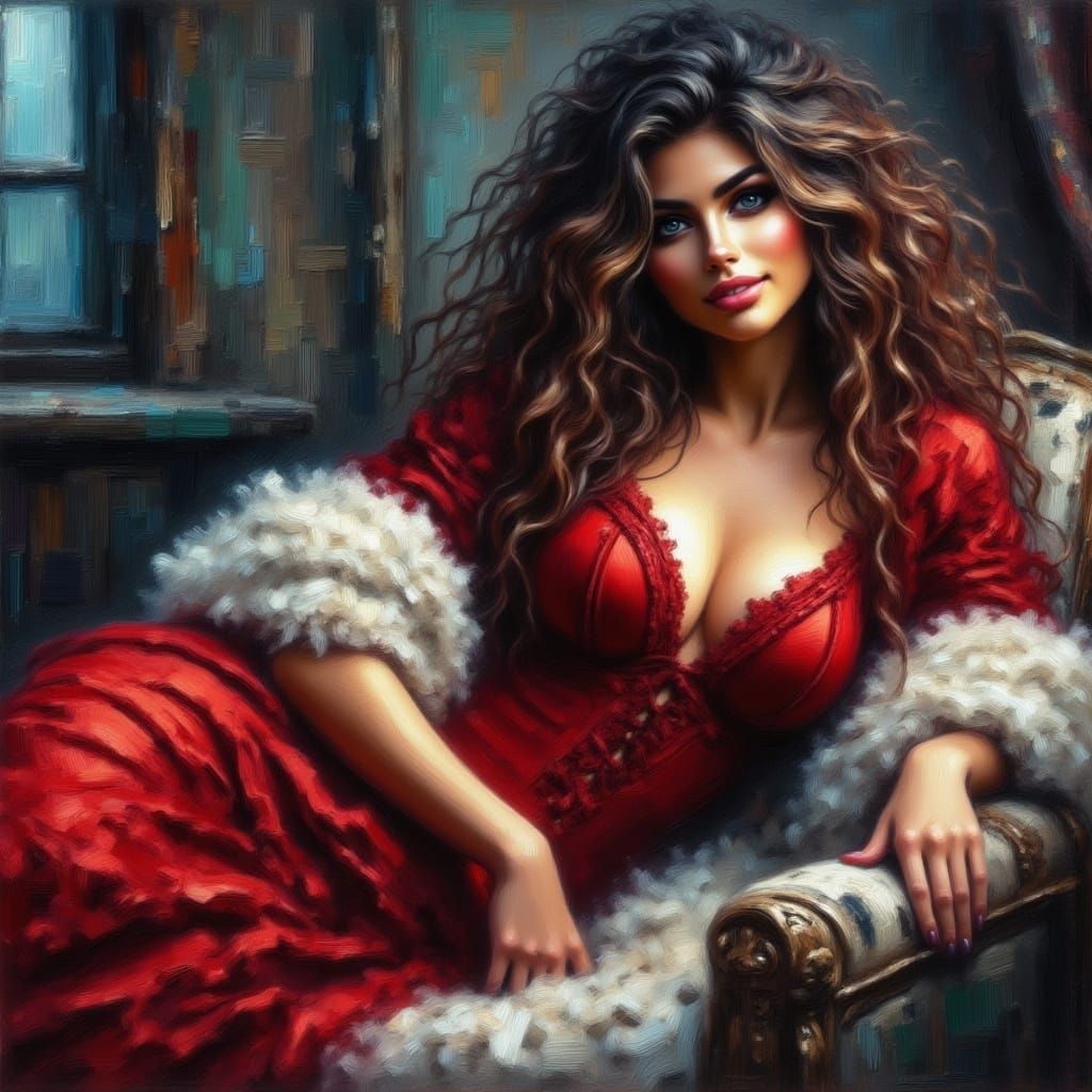 Santa's Sulty Helper in Contemporary Impressionism