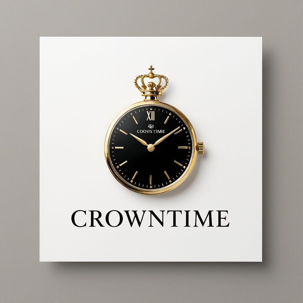 Elegant CROWNTIME Logo with Watch and Crown