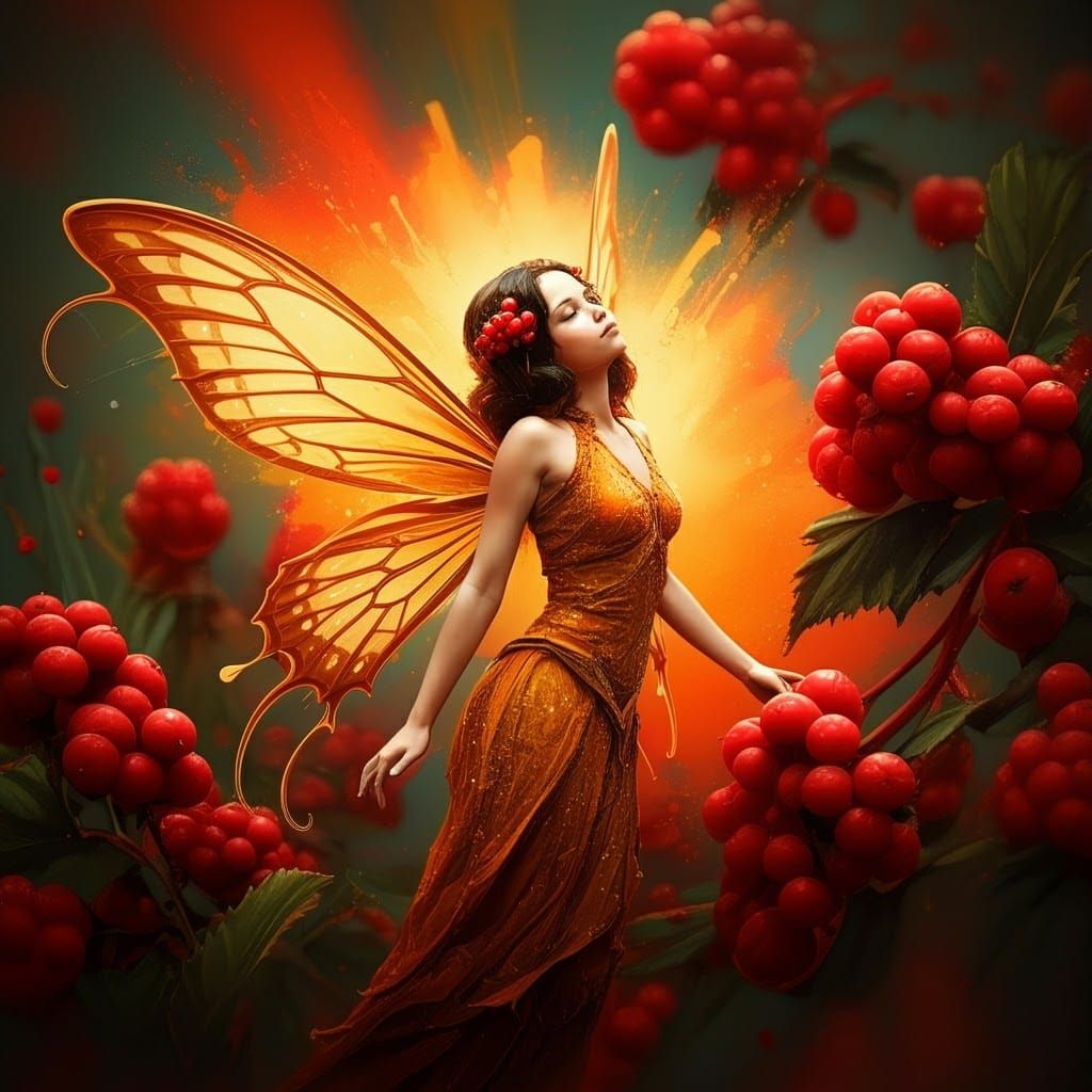 Vibrant Autumn Fairy in Polychromatic Graffiti Style
