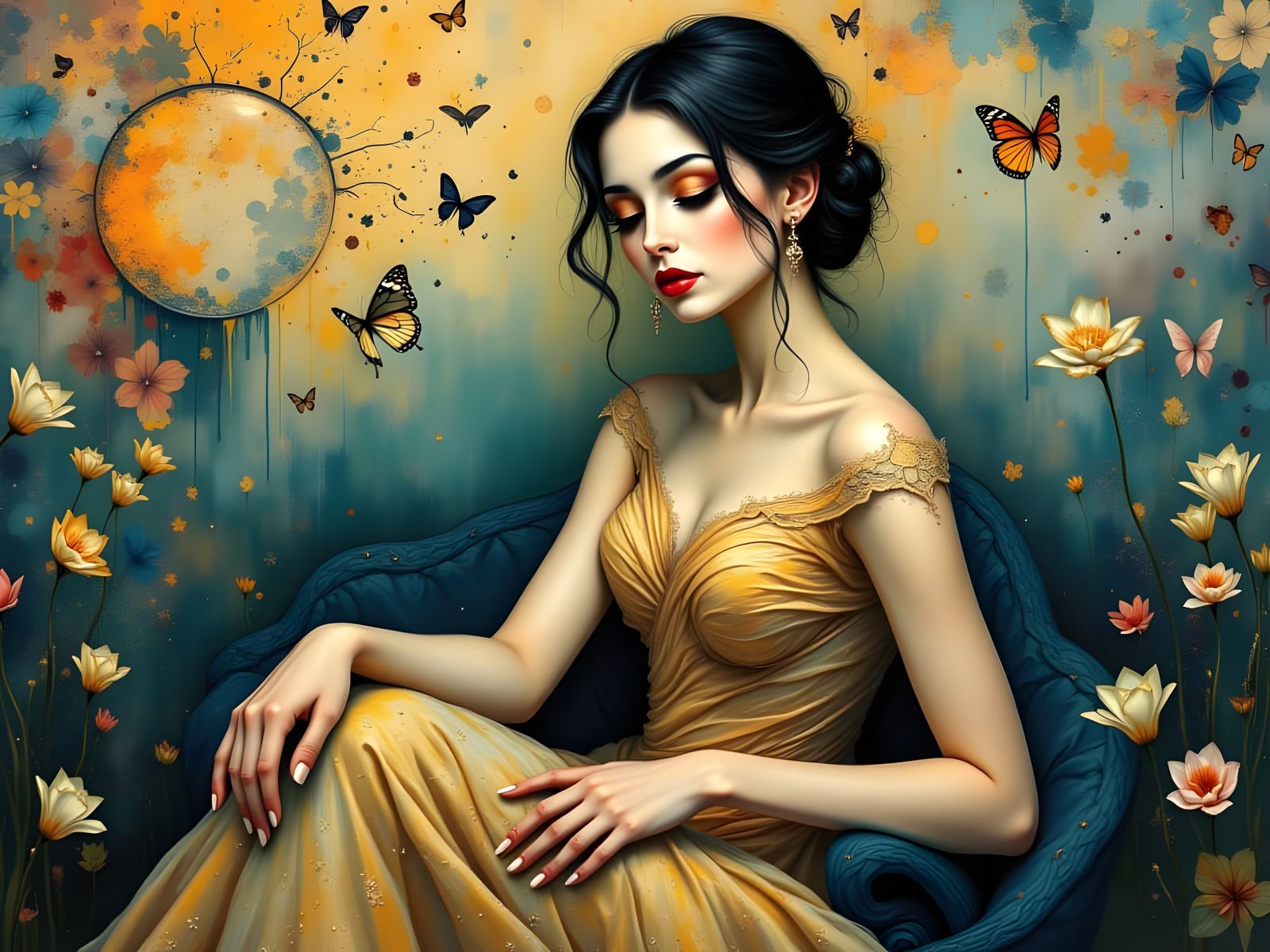 Elegant Woman in Radiant Repose