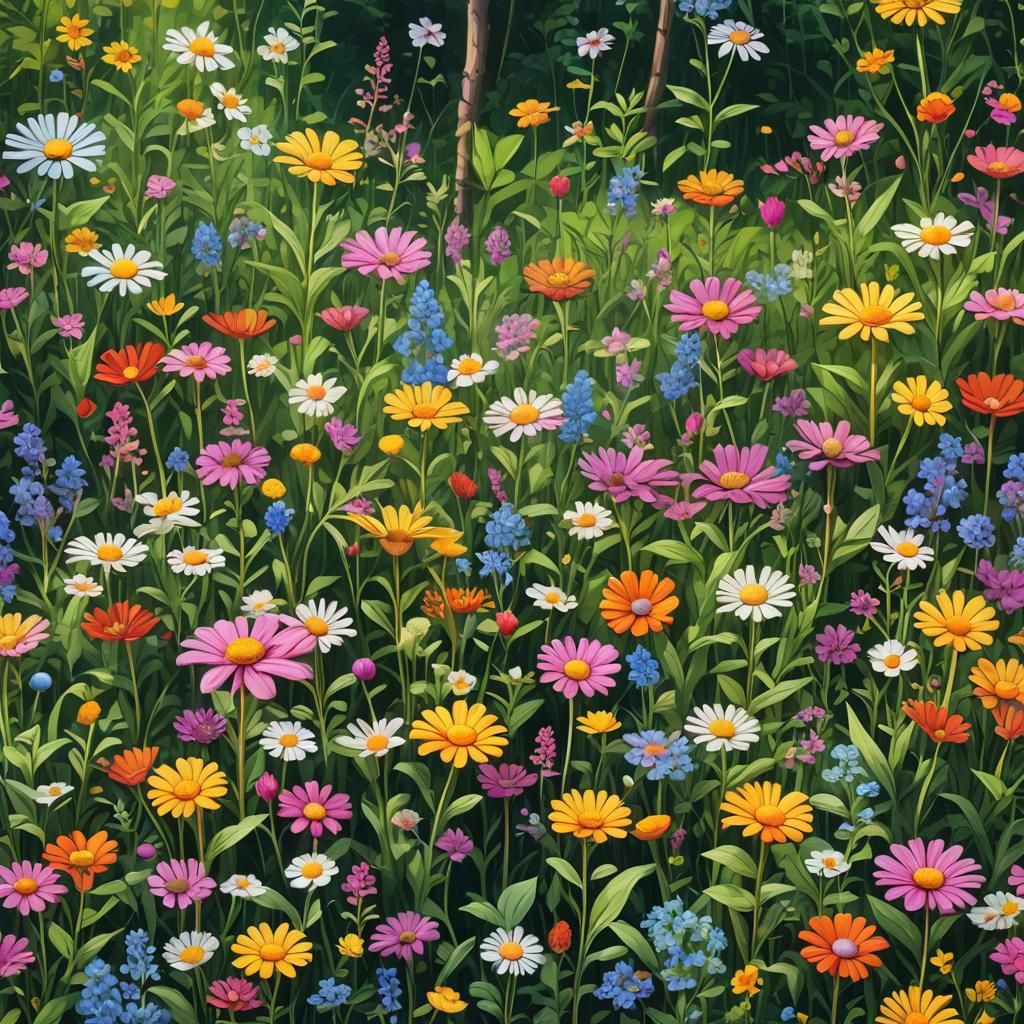 Candy Art Wildflowers in Forest Glade