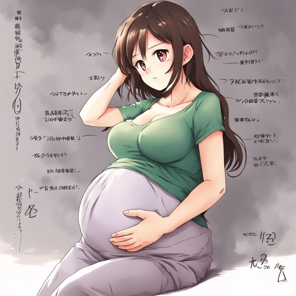 Pregnant Girl in Anime Style