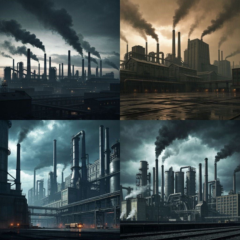 Forboding Factory Complex With Large Industrial Buildings