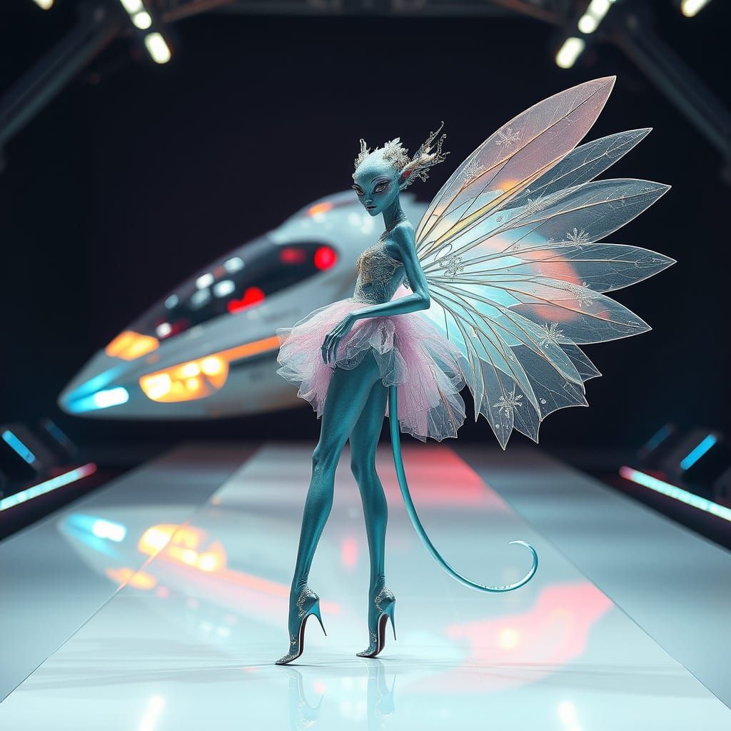 Ethereal Alien Couture on Retro-Futuristic Catwalk