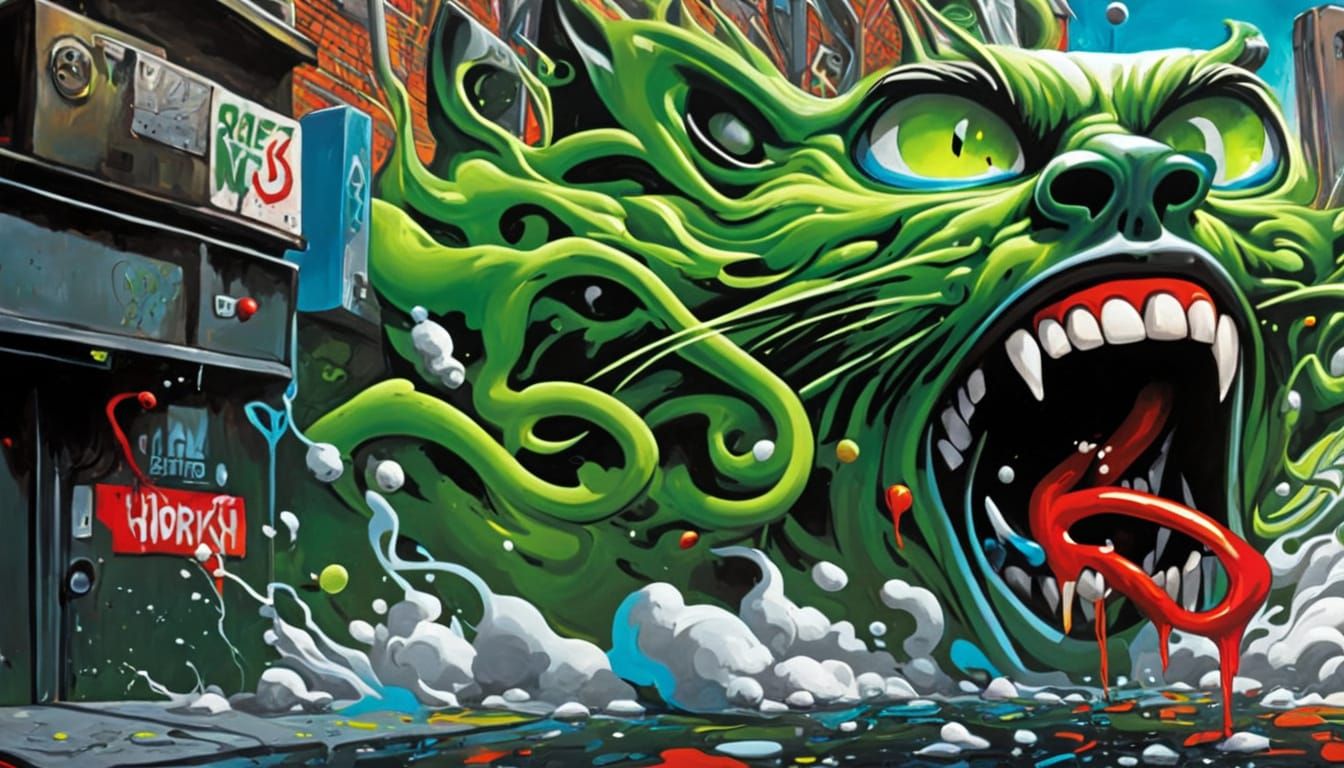 Surreal Graffiti Art: Police Emerge From Cat