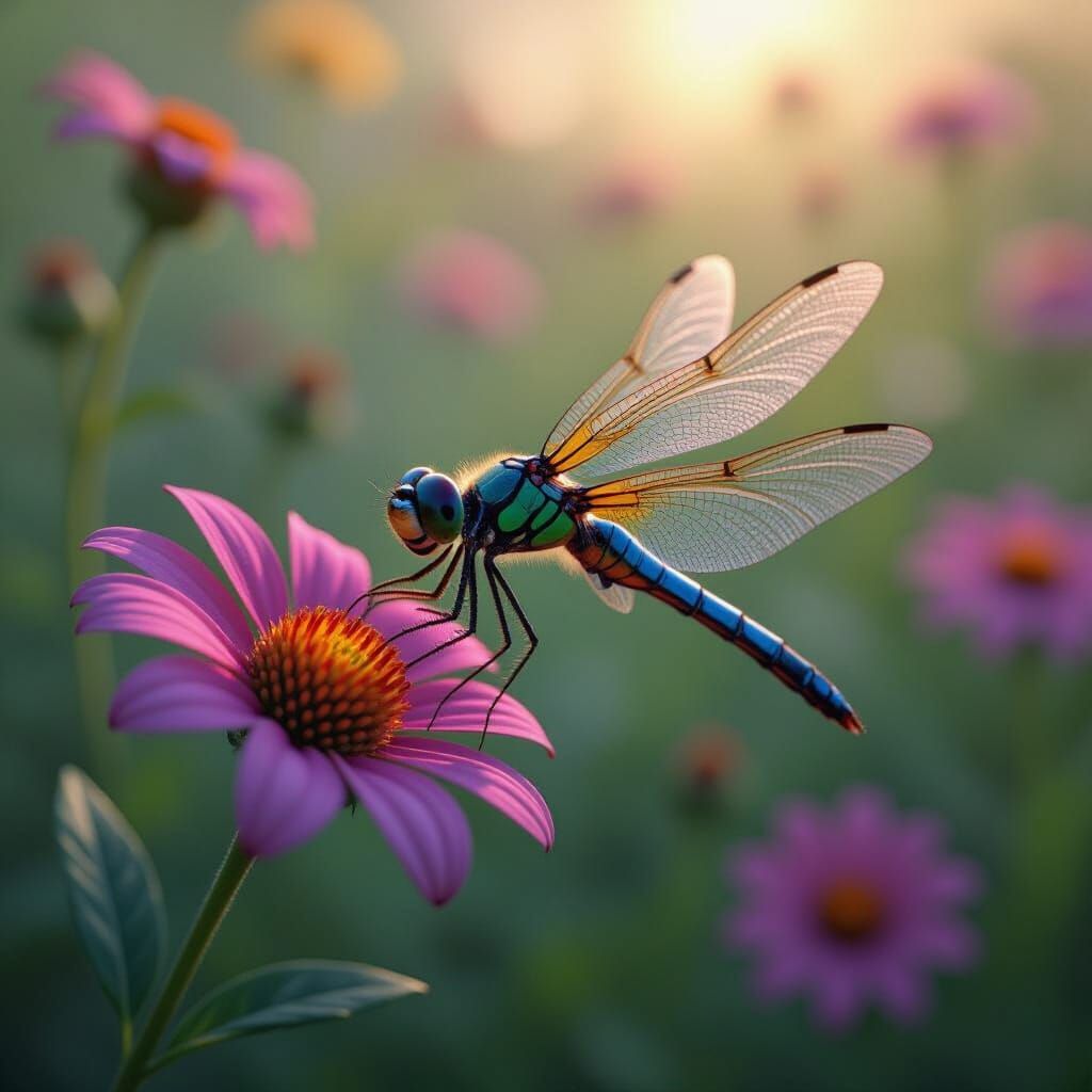 Dragonfly in Flight: Detailed Fantasy Concept Art