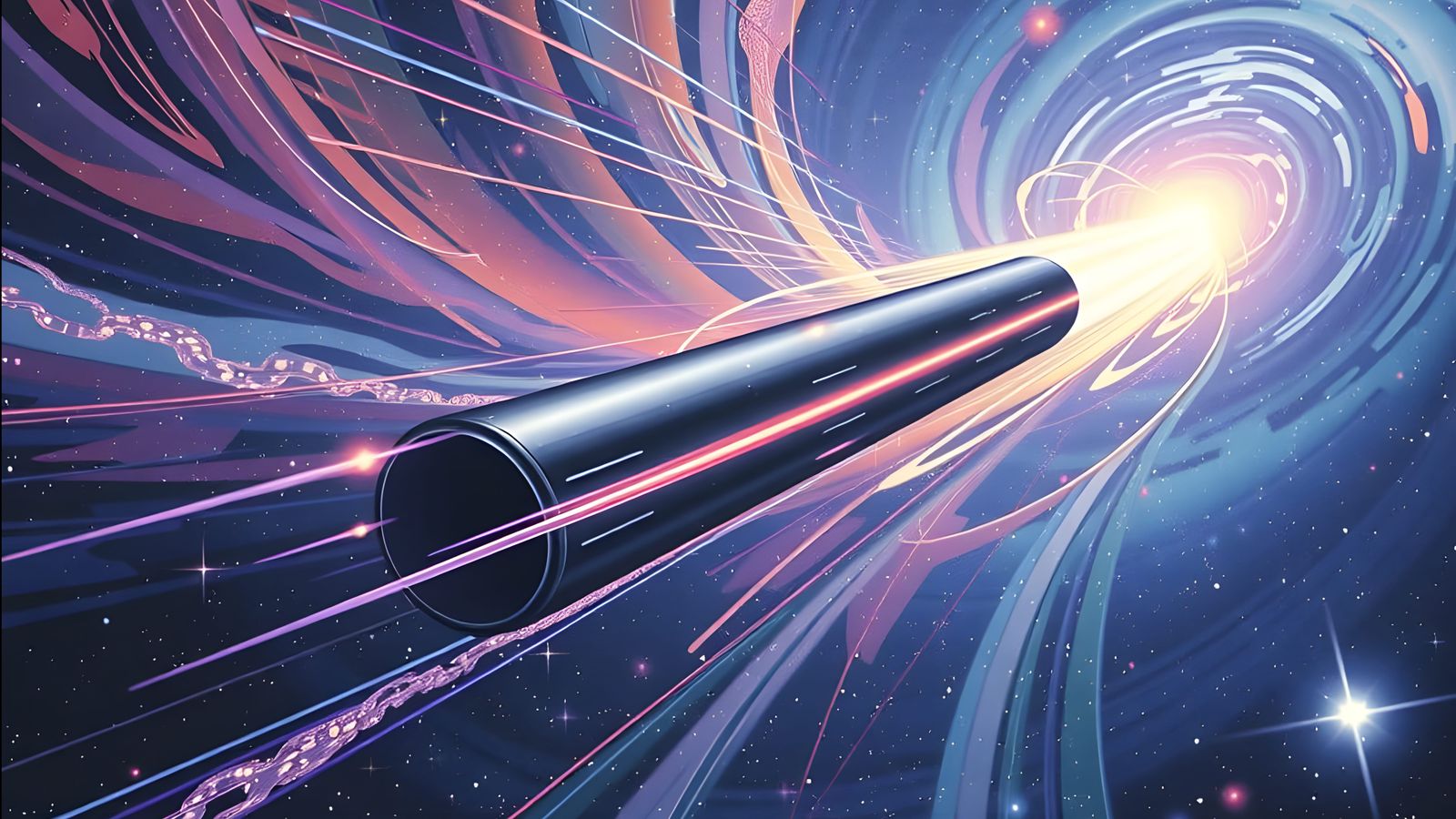 Sleek Starship Blazing Through Cosmic Vortex