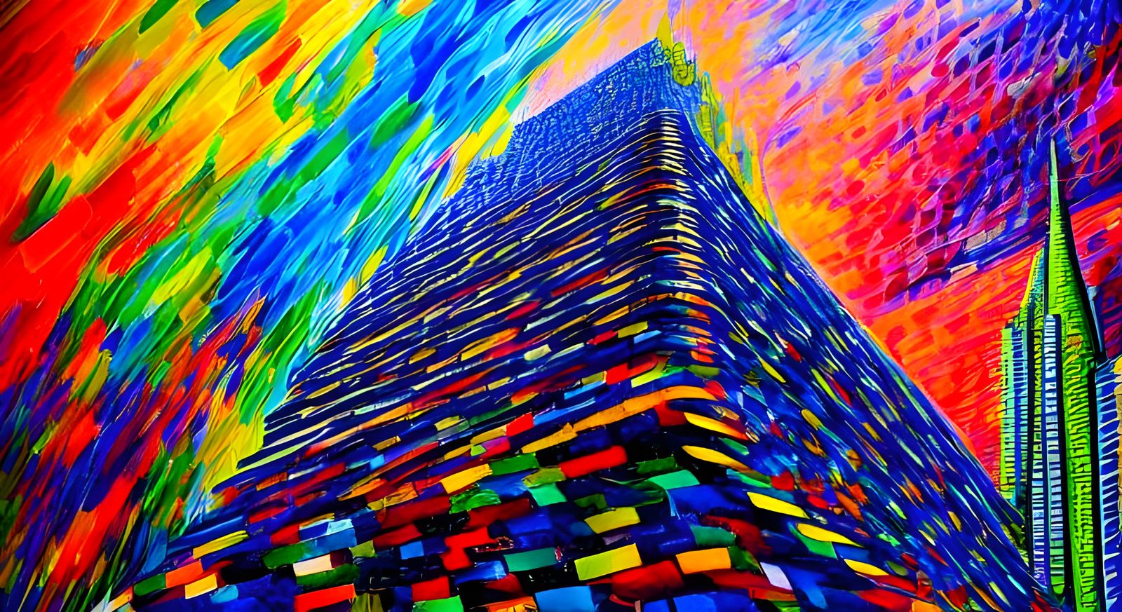 Trump Tower as Shattering Card Castle in Hyperrealism