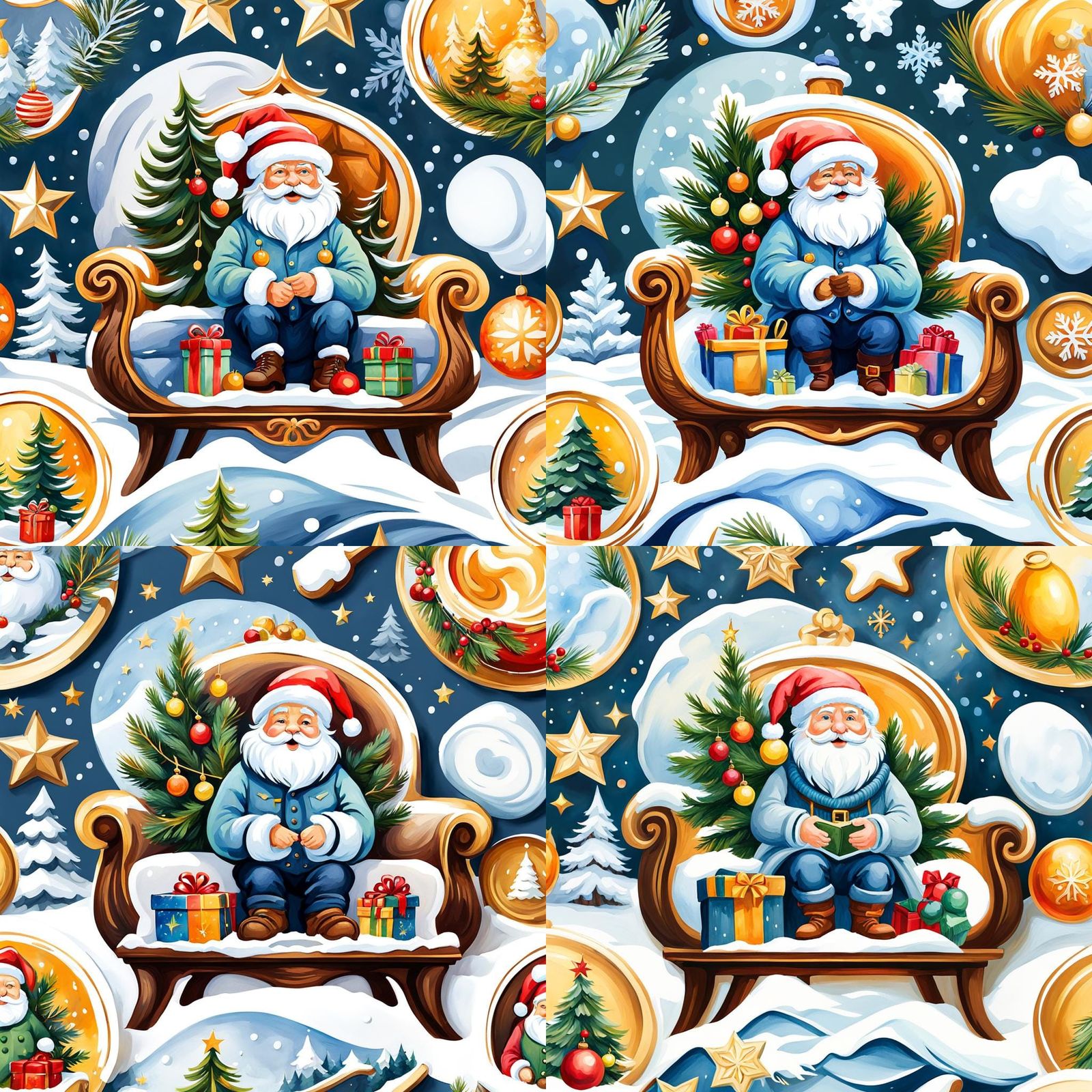 Cozy Winter Christmas Comfort Logo in Gouache Style