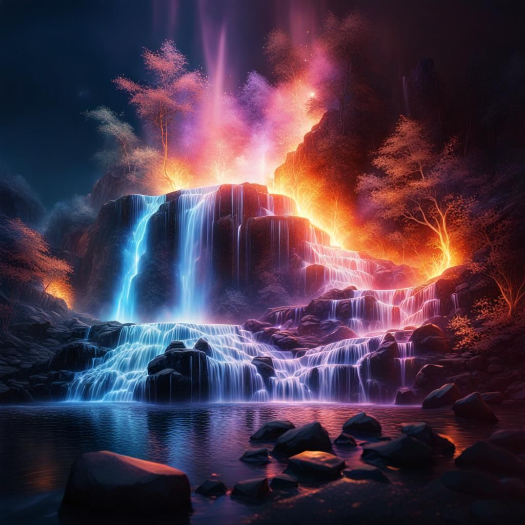 Burning Waterfall in Astral Cosmic Style