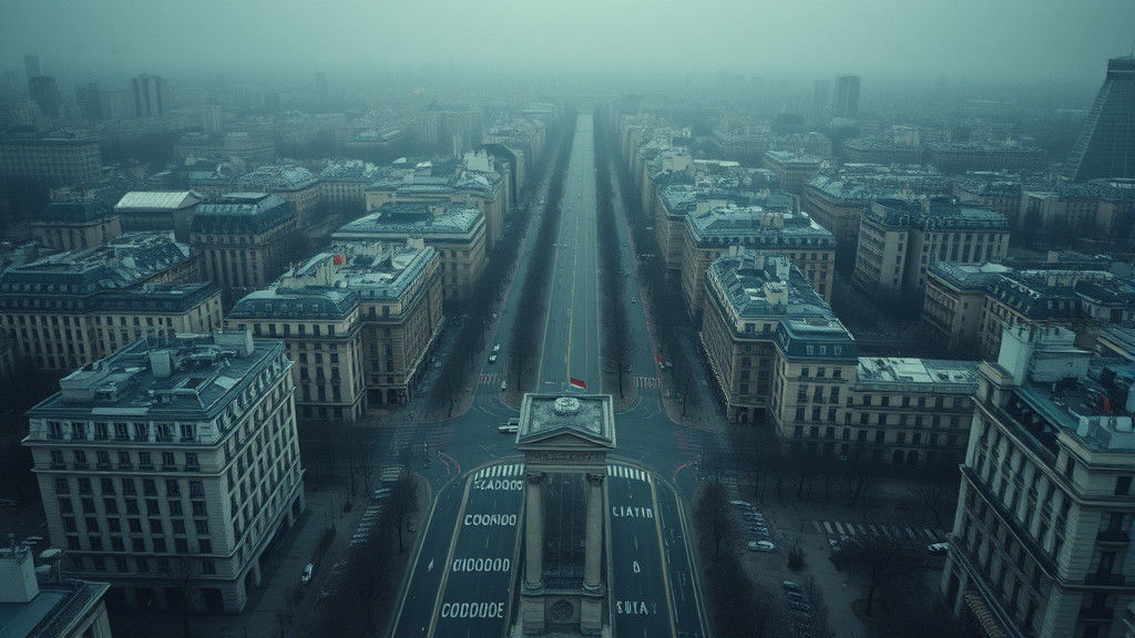 Deserted Paris Cityscape: Aerial View in Cinematic Style