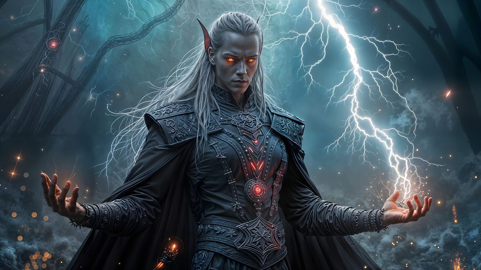 Drow Warlock Unleashes Electrifying Lightning Spell