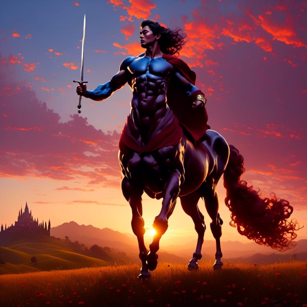 Centaur Firenze in Field: Hyperrealistic Digital Painting