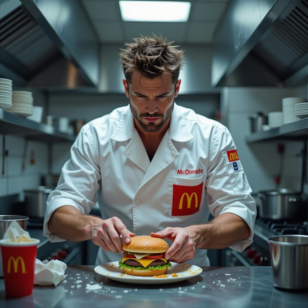 Tyler Durden's Dystopian McDonald's Job: Gritty AI Art