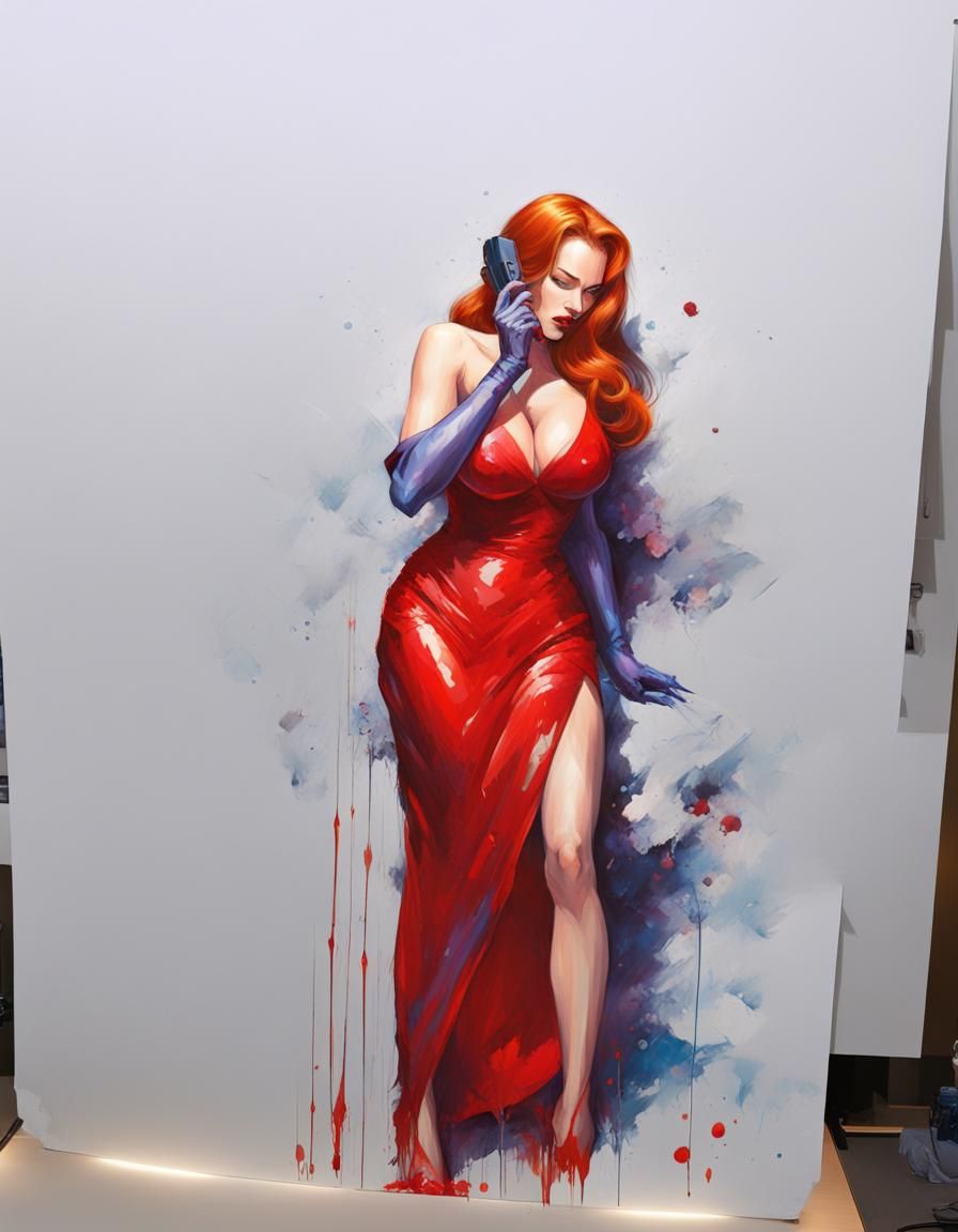 Jessica Rabbit Portrait in Acrylic Style