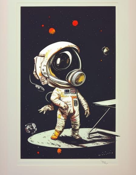 Cute Astronaut in Gonzo Art Style