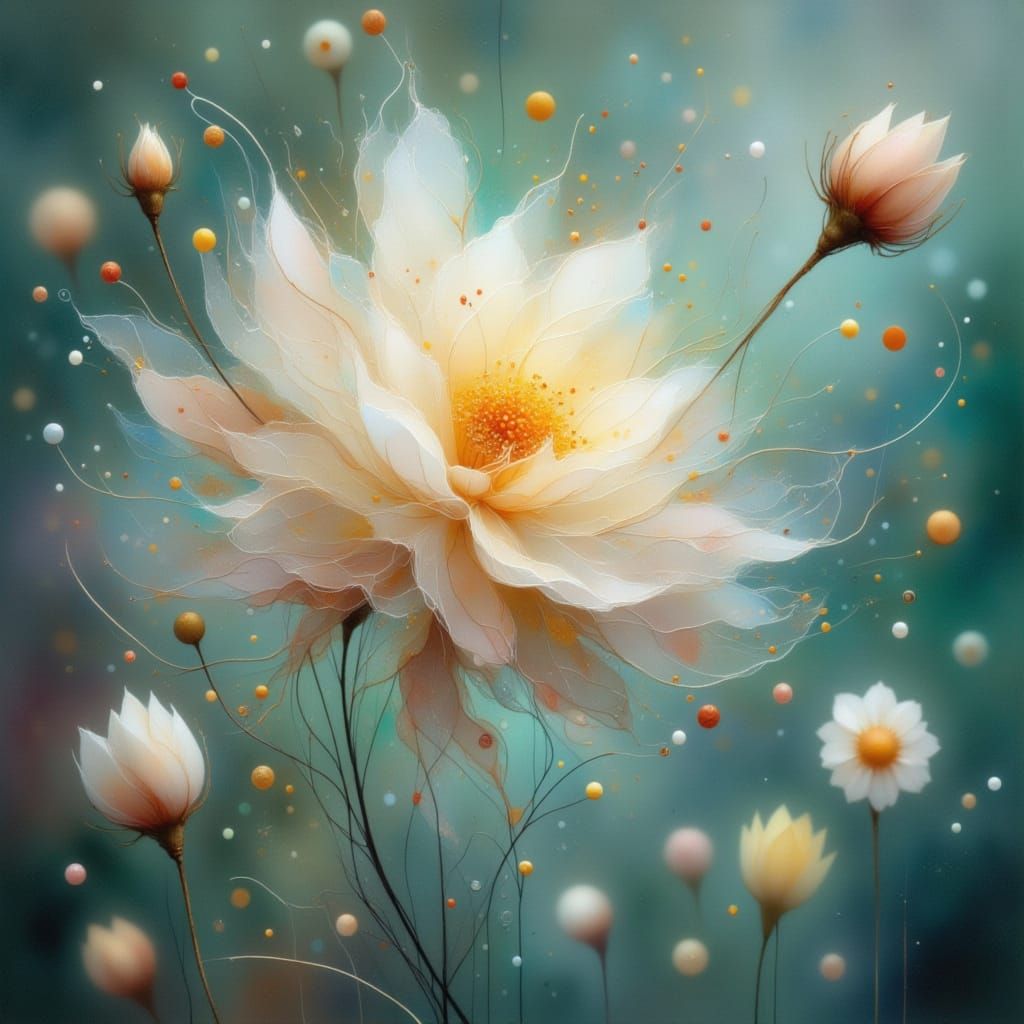 Whimsical Spring Miracle Flower in Cyberpunk Digital Art