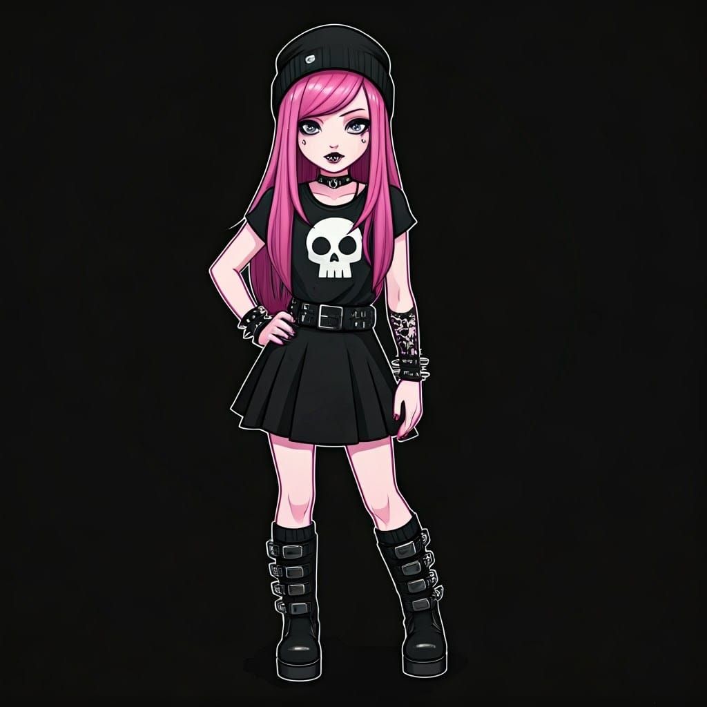 Goth Girl at Convention in Dark Outfit