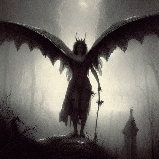 Eerie Sleepy Hollow Landscape in Engraving Style